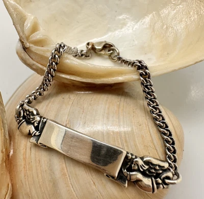 PULSERA DE ESLABONES GRABABLES VINTAGE JAMES AVERY PLATA ESTERLINA 925 IDENTIFICACIÓN ÁNGEL BEBÉ Foto 1 de 4