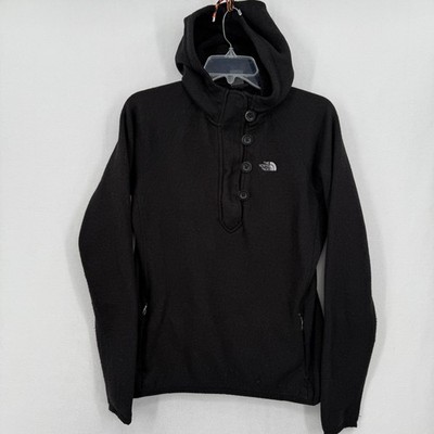The North Face Off-White Zip/Button Fleece-Lined Hooded Sweatshirt XS
