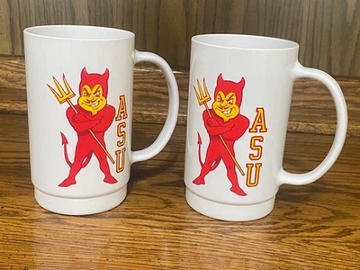 LOT OF 2  VINTAGE ARIZONA STATE UNIVERSITY ASU SUN DEVILS 22 0Z PLASTIC MUG CUP  - Image 1 of 4