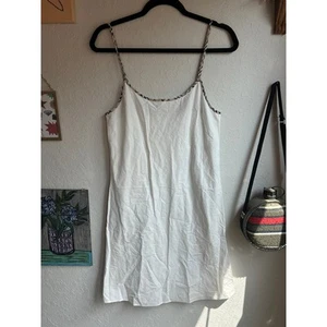 Burberry Cotton White checkered trim Slop Dress- size Small - Classic Luxury - Picture 1 of 6