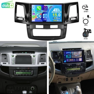 LEEKOOLUU 4G+64G Autoradio Für Toyota Hilux Fortuner 2005-2014 Carplay Android 15 DAB+ Kam