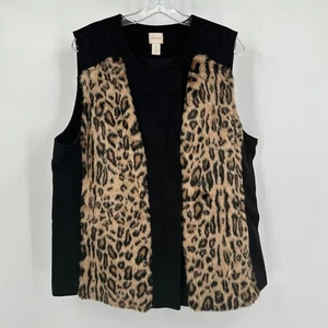 Chicos Womens Boho Maximalist Faux Fur Leopard Vest Size 3 US XL Glam Rock Edgy - Picture 1 of 8