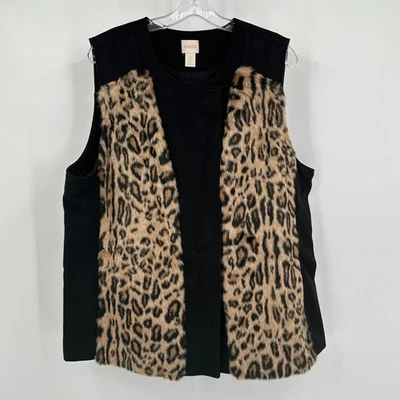 Chicos Mujeres Boho Maximalista Imitación Piel Leopardo Chaleco Talla 3 EE. UU. XL Glam Rock Edgy Foto 1 de 4