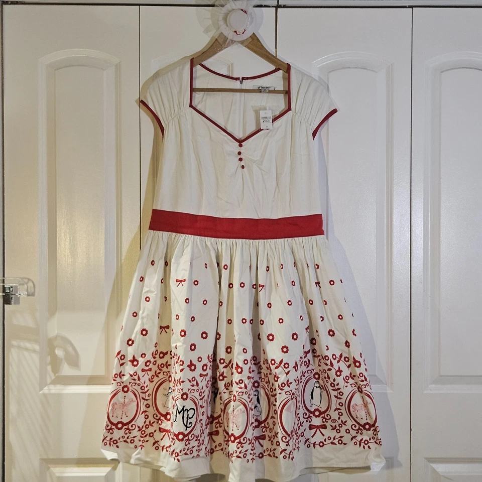 Disney Parks Dress Shop Mary Poppins Jolly Holiday Red White Cosplay 1X NWT +Hat - Image 1 of 4