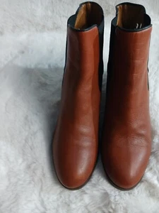 J CREW Robbie Midheel  Womens Pull On Booties Size 8.5 Brown Leather  - Picture 1 of 9