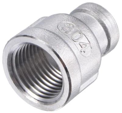 (Ships Fast) 3/8" X 1/4" NPT Female 304 Stainless Steel Reducing Coupling - Image 1 of 3