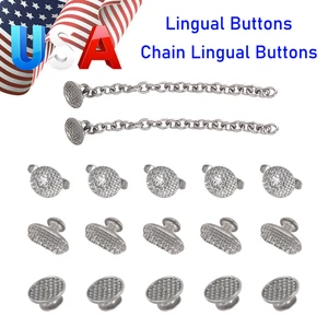 2-20Pcs Dental Ortho Chain Lingual Buttons Bondable Round Elliptical Base Mesh - Picture 1 of 15