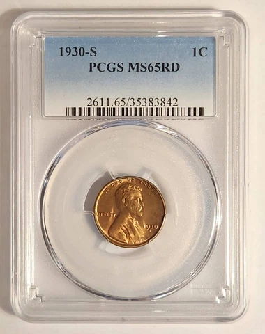 1930 S Small Cent Lincoln PCGS MS-65 RD Cover