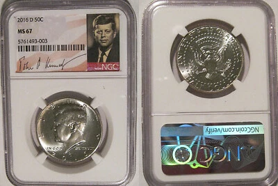 2016 D Kennedy Half Dollar 50c NGC MS 67 - Image 1 of 2