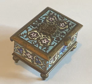 Ancienne boite en bronze et émail cloisonné  19e Napoléon antique enamel box - Bild 1 von 5