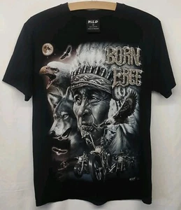 Camiseta De Colección Wild Born Free Talla M Mediana Nativa India Motocicleta Americana  - Imagen 1 de 8