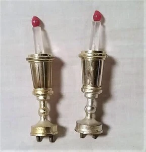 PAIR OF VINTAGE ELECTRIC DOLLHOUSE CANDLESTICKS WITH CANDLES - Picture 1 of 3