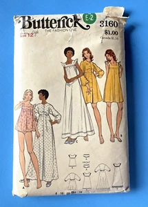 Camisón, bata y bragas Butterick #3160 Misses talla 12 corte completo - Imagen 1 de 1