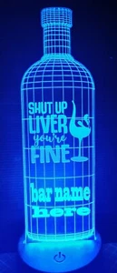 LED Bar Schild Weinflasche personalisiert mit Ihrem Bar Namen Mancave oder Pub - Bild 1 von 6
