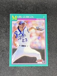 Mark Gubicza Kansas City Royals 1991 Score Firmato Auto Card #212 ~ Certificato di autenticità - Foto 1 di 3