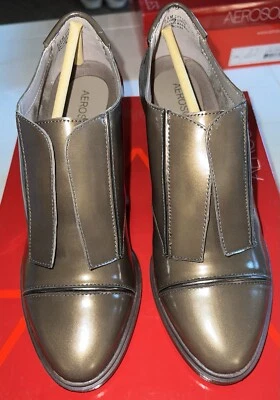 Aerosoles Taupe Charol City Lights Bloque Tacón Botines Zapatos Talla 8.5 Foto 1 de 4