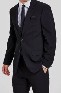 Bar III Mens Black Solid Skinny-Fit Wool 2-Piece Jacket Pants Suit Size 40R - Picture 1 of 5