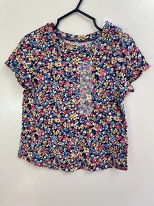Old Navy Toddler Girls Colorful Floral 100% Cotton Short Sleeve Shirt Blue 3T - Picture 1 of 3
