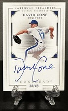 2016 National Treasures DAVID CONE Auto #/49 Nicknames On Card SP🔥Mets Yankees
