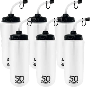 1 Liter Bpa-Free Plastic round Sports Water Bottle with Straw - 6 Pack - Picture 1 of 6