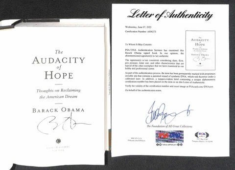 Barack Obama "The Audacity of Hope" Autographed Signed Book PSA/DNA 1st Printing Cover