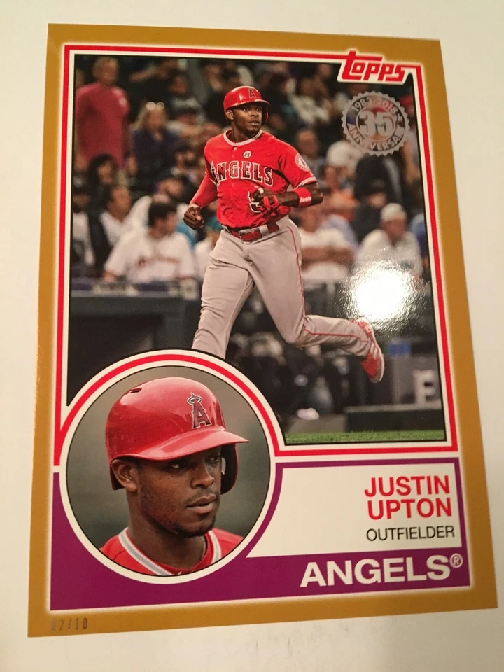 2018 Topps 1983 Parallel 5x7 Jumbo Justin Upton Angels 55 /10 Gold - Image 1 of 1