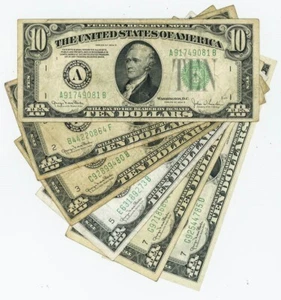 FR#2009 $10 1934D (6) Six Federal Reserve Notes Assorted Districts DC-6092 - Picture 1 of 2