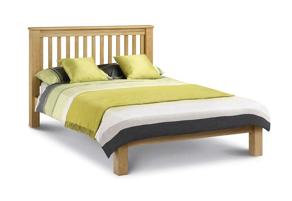 Julian Bowen Amsterdam Oak Low Foot End Wooden Bed 4FT6 Double 5FT King 6FT - Image 1 of 1