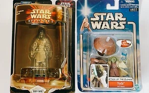 STAR WARS Yoda 2002 Jedi Master & Qui-Gon Jinn Hologram Light Up 1999 Episode 1 - Picture 1 of 20