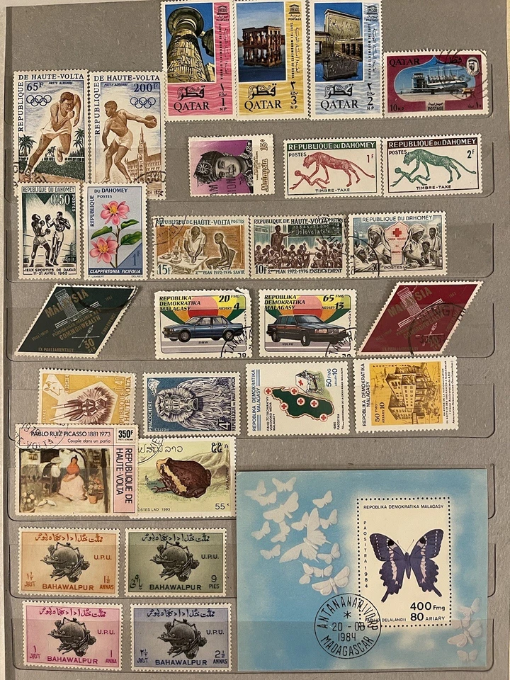Qatar Bahawalpur Malaysia Dahomey Malagasy Haute Volta Lao Post Stamps lot 29x - Image 1 of 4