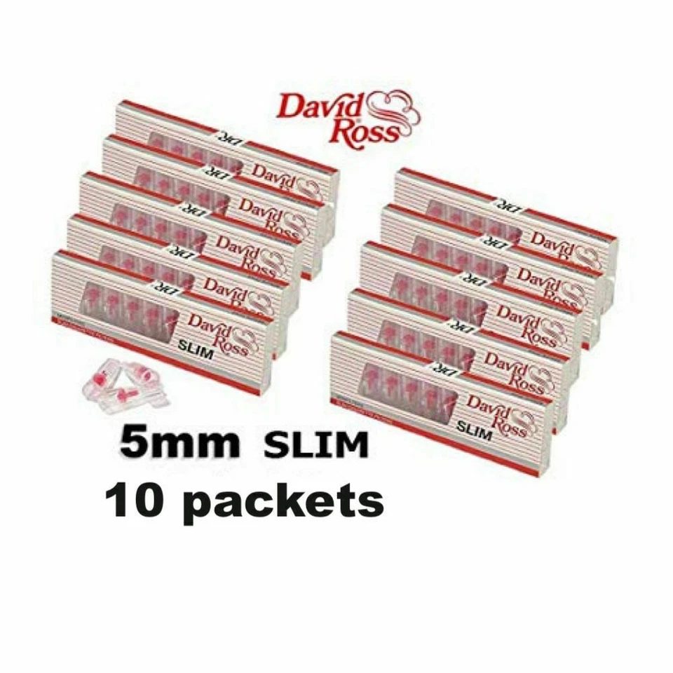 10 DAVID ROSS SLIM 5MM TAR FILTERS FOR ROLLUPS. TAR CATCHER FOR EXTRA SLIM TIPS