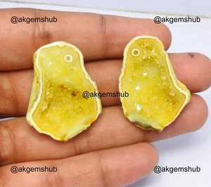 2 Piezas 58.00 Cts Geoda Natural Druzy Pendientes Suministro 24X33X7 mm A 26X32X8 mm - Imagen 1 de 9