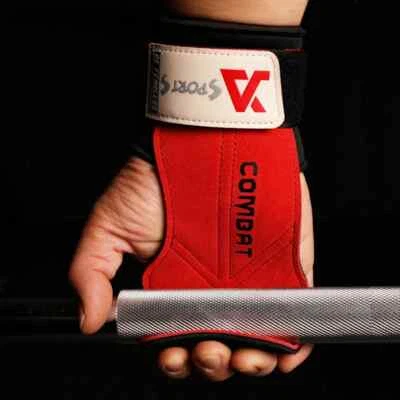 1 par de luvas de levantamento de peso couro bovino 3 camadas almofadas de aderência academia fitness luvas de pulso - Imagem 1 de 4