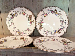 4x Vintage Plates by Aynsley Floral Oriental Design Vintage 8 inches dia - Picture 1 of 8