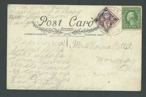 1921 Xmas Seal #WX28 Tied On Greeting Card  - Picture 1 of 2
