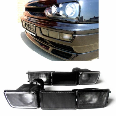 Para VW GOLF 3 III 1991- Intermitentes Cubiertas De Faros Antiniebla Negros - Imagen 1 de 4