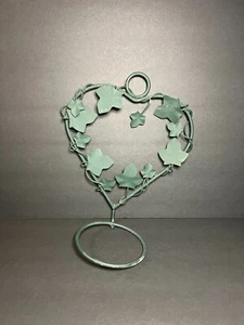 Dark Green Metal Heart Shaped Ivy Leaf Vine Wire Hanging Flower Pot Holder 10" - Picture 1 of 5