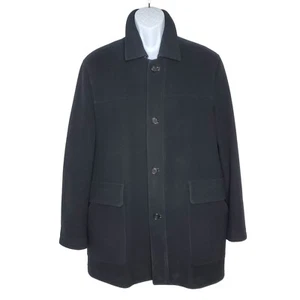 Cappotto soprabito uomo Cole Haan nero misto lana cashmere taglia large - Foto 1 di 10
