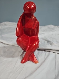 Atemberaubende rote Speckstein Abstrakte Frau Skulptur Mid Century Modern Kunst - Bild 1 von 7