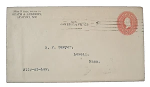 US SC U362 AUGUSTA, ME POSTAL HISTORY , COVER 1902 - Picture 1 of 2