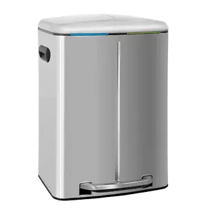 Kitchen Trash Can w/ Lid for Office Bedroom Bathroom Step Trash Bin Fingerprint - Picture 1 of 7