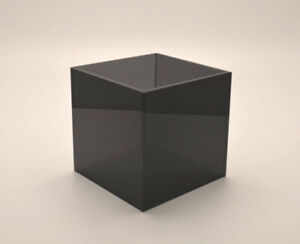 Grey Tinted Perspex® Acrylic Cube Display Stand 5 Sided Box Plinth Retail Shop 