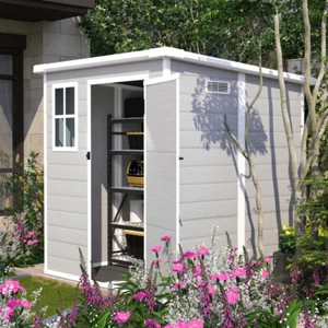 Waterproof Resin Storage Shed - Floor, Window, Lockable Doors, Vents for Bike - Picture 1 of 24