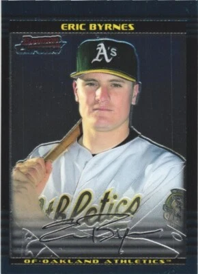 Tarjeta de béisbol 2002 Bowman cromada #292 Eric Byrnes Oakland Athletics Foto 1 de 2