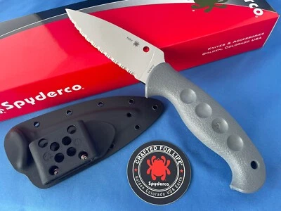 Spyderco FB05SGY Temperance Knife Cru Wear Serrated Gray FRN wSheath Sprint 155V - Image 1 of 4