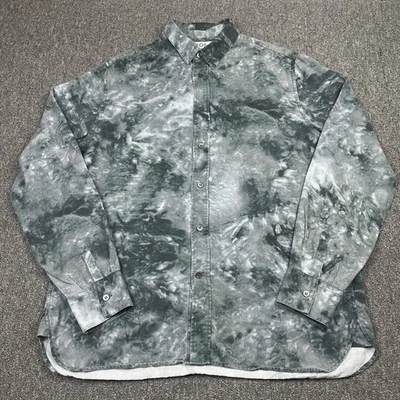 Cos Shirt Mens Large Green Grey Tie Dye Print Fluid Linen Blend Regular Fit - Image 1 of 4