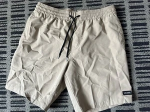 Volcom Chino Athletic Shorts Drawstring Stretch Beige Polyester Size Large - Picture 1 of 3