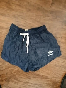 Vintage 80's Umbro Navy Nylon Athletic Football Futbol Soccer Shorts Medium - Picture 1 of 3