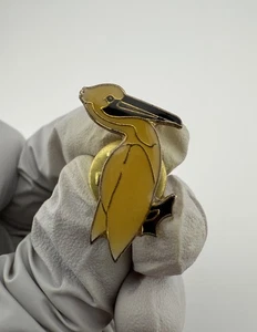 Vintage? Pelikan Vogel Emaille Anstecknadel   - Bild 1 von 8