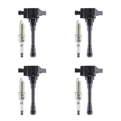 4x Black Ignition Coil &4x Iridium Spark Plug Kit for Nissan Juke 2011-2017 1.6L Foto 1 de 4